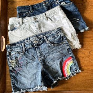 Lot of 3 pairs of Girls Cat & Jack Denim Shorts Size XL (14-16)